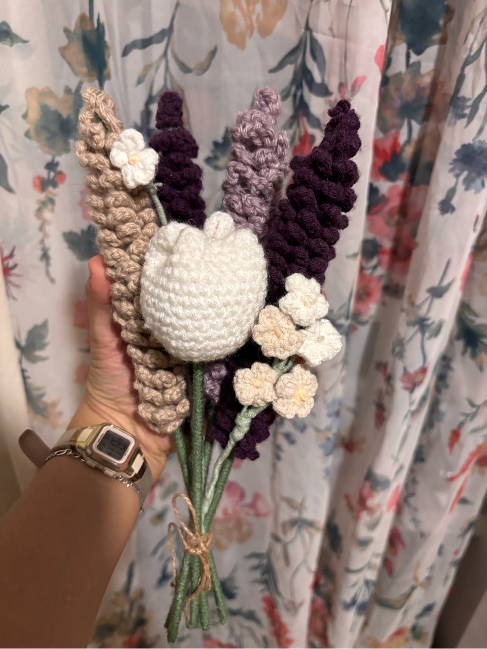 Handmade Crocheted Lavender and White Flower Bouquet - Women Accessories